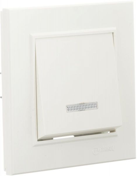 Вимикач одноклавішний Makel Karea з підсвіткою 10 А 220В слонова кістка