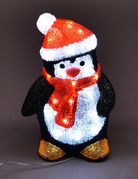 Фигурка с подсветкой Bright Source Ltd. Пингвин в красной шапке светодиодная (LED) 30 ламп 30 см 