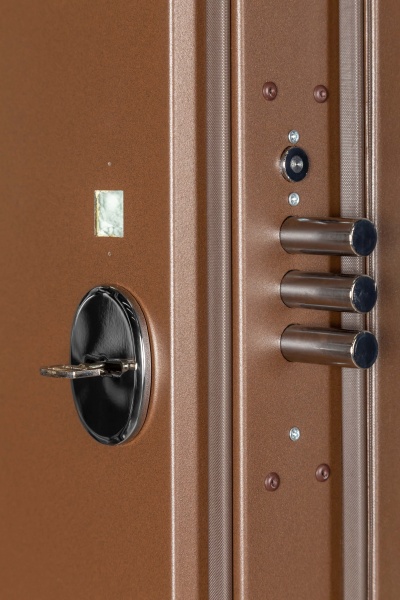 Дверь входная Булат Elegant 703 Metalic Wood - коричневая коричневый 2050x950 мм правая