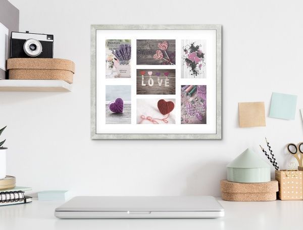 Фоторамка с паспарту SvitArt FKP-7-1913-4B 10x15 см бетон светлый 