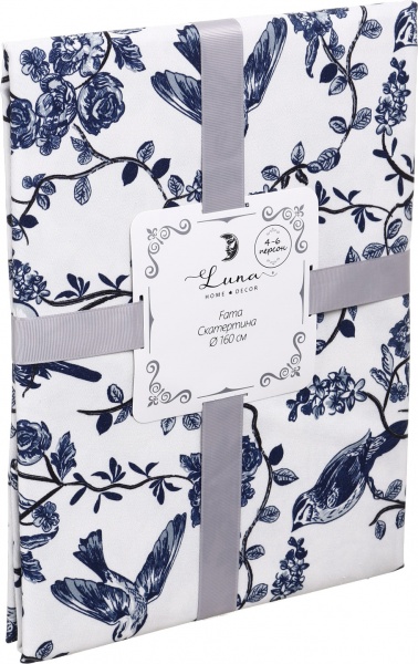 Скатерть Fama d160 белый с синим Luna 