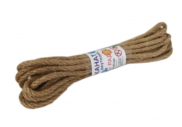Канат Радосвіт джутовий кручений 6 мм 5 м світло-кавовий
