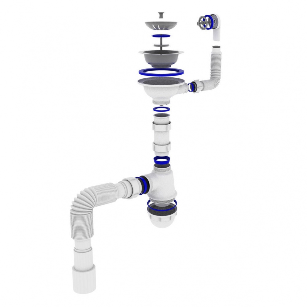 Сифон Continent для гранітних мийок 1а чаша