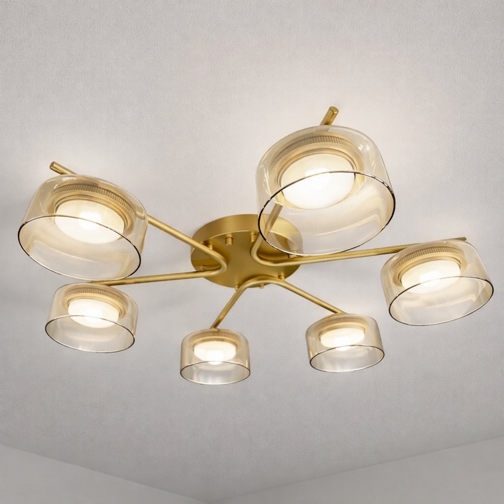 Люстра потолочная LIGHT SET DUSHA MS228 6x12 Вт GX53 золото/янтарь