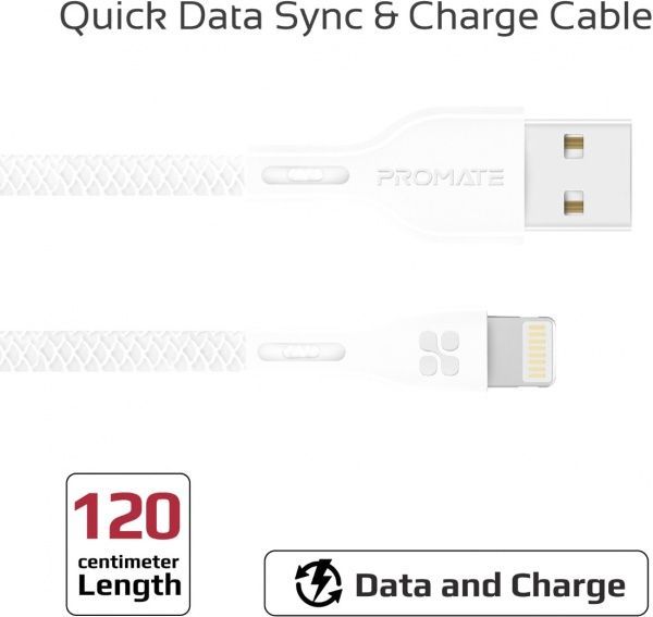 Кабель Promate Lightning – USB 1,2 м білий (powerbeam-i.white) 