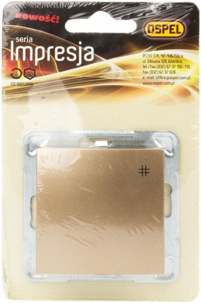 Вимикач перехресний одноклавішний Ospel Impresja без підсвітки 16 А 220В IP20 золотий