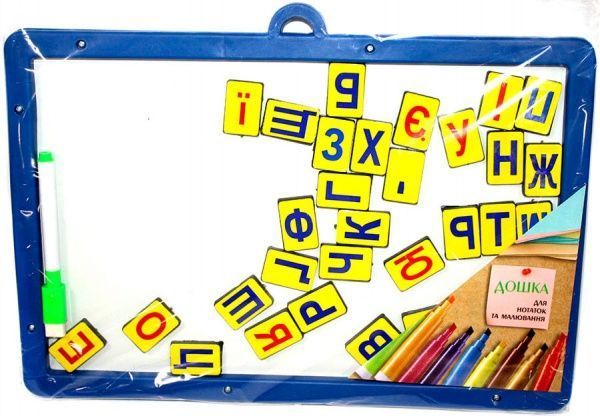 Доска магнитная 308 x 207 + набор магнитных украинских букв и маркер 