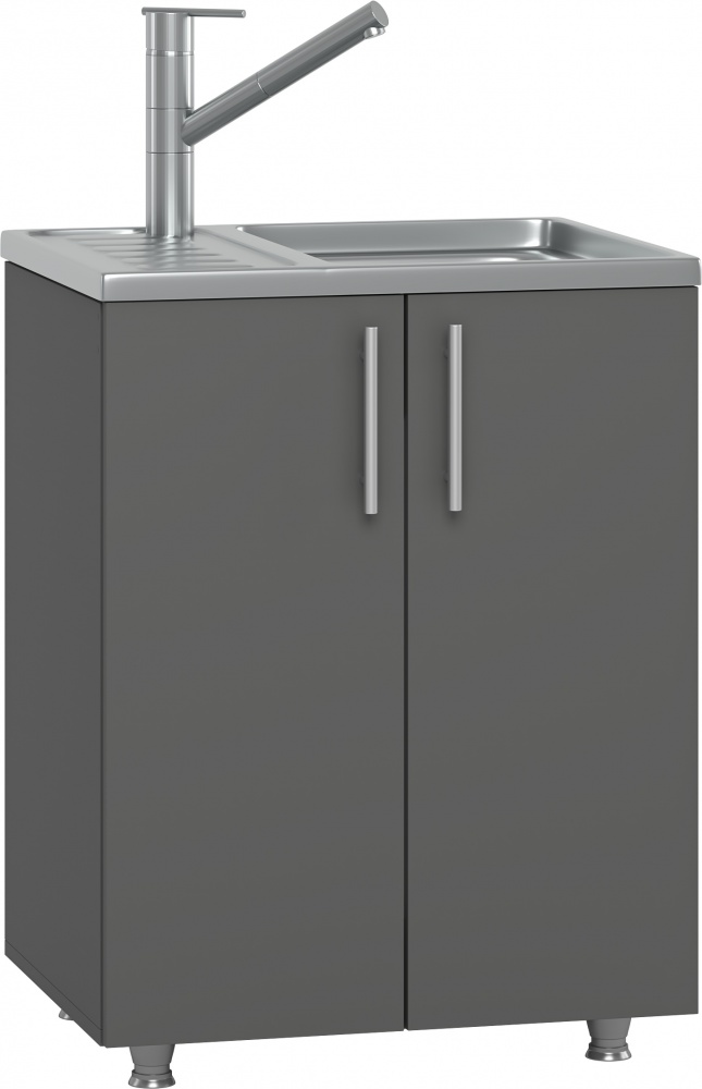 Тумба под умывальник Грейд 60 см графит серый/фасад ДСП