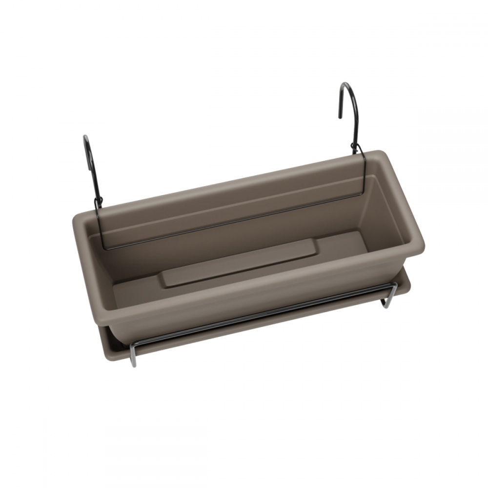 Вазон пластик NARA kit 60×20 см с поддоном прямоугольный серо-коричневый 12 л TeraPlast (33169060406)