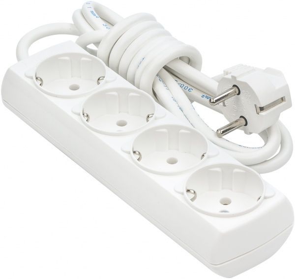 Удлинитель Borsan с заземлением 4 гн. белый 2 м BR-1554-2 