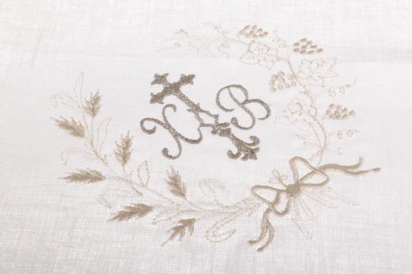 Серветка святкова з мереживом (7 см) 40x40 см білий із малюнком 