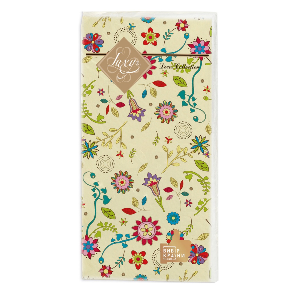 Салфетки столовые Luxy MINI Декоративные цветы трехслойные 33х33 см 10 шт.