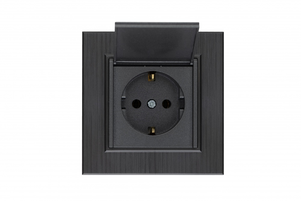 Механизм розетки с заземлением Makel Karea IP20 дымчатый 57050029