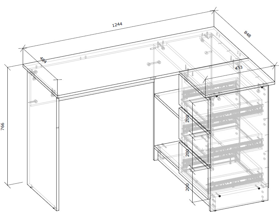 Стол письменный угловой Грейд Николас 766х1244х848 мм дуб крафт серый/кашемир/дуб крафт серый