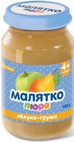 Пюре Малятко Груша и яблоко 180 г 4820123510660 