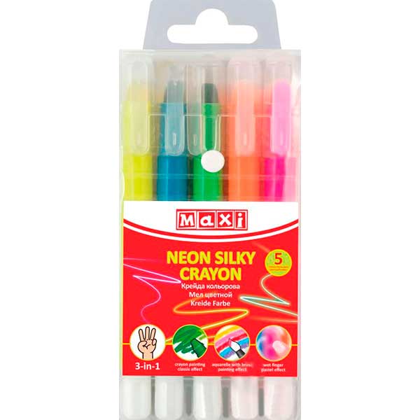 Набор мелков Neon Silky Crayon 5 цветов MX60712 Maxi