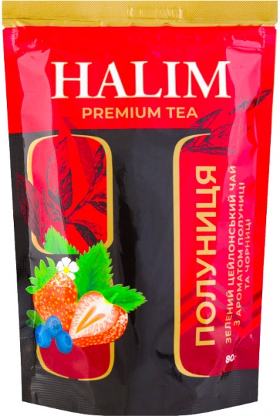 Чай зеленый Halim Клубника с ароматом клубники и черники 80 г 
