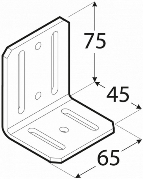 Уголок монтажный Domax L-образный 75x45x65 мм 4 мм KR3