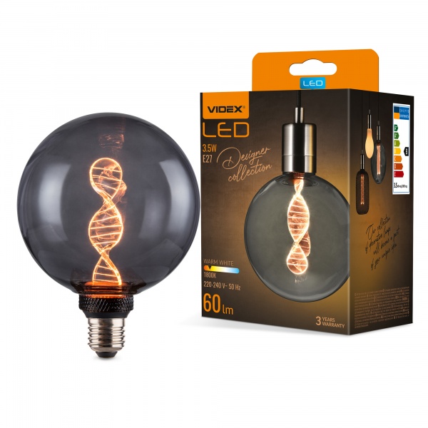 Лампа світлодіодна Videx FIL VL-DNA-G125-S G125 3,5 Вт E27 1800 К 220 В матова 27610 
