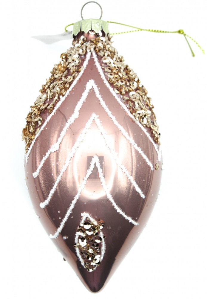 Елочная игрушка Angelo Domani шар/сосулька с пайетками d 80 мм пудрово-золотой JF0231453-8 / JF0231455