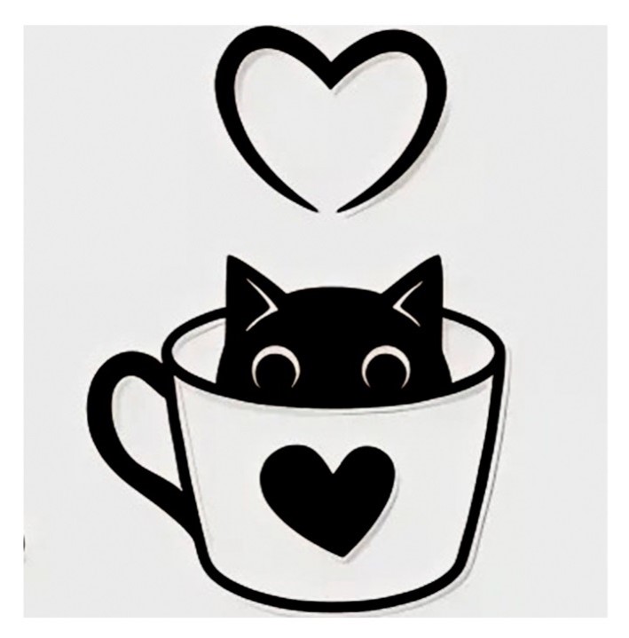 Панно декоративне Brushme Кошеня в чашці 45x25 см чорний