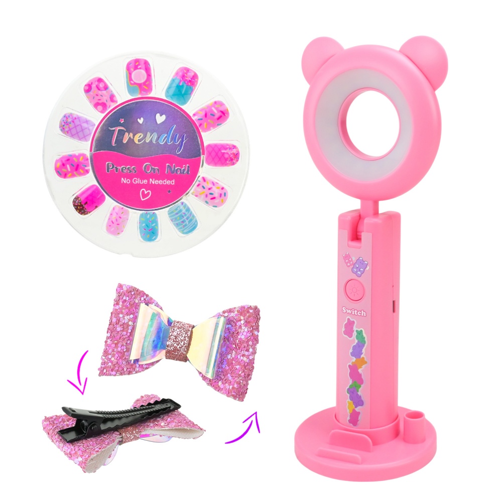 Набір аксесуарів Shantou лампа для селфі з USB-кабелем, наліпки на нігті, дзеркало, аксесуари T257S