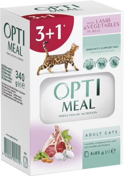 Корм Optimeal з ягням і овочами в желе 4х85 г