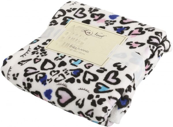 Плед Flannel Heart 127x152 см бежевий із малюнком La Nuit 