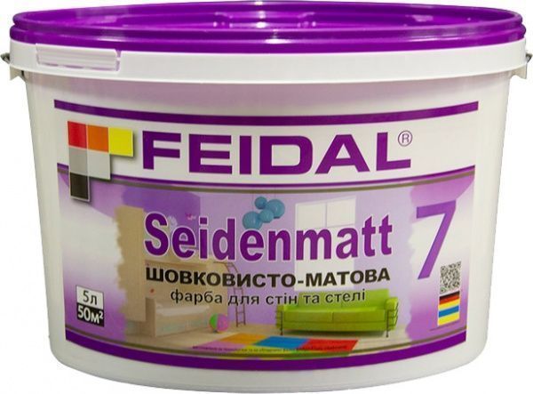 Фарба акрилова Feidal Innenlatex Seidenmatt шовковистий мат білий 5л