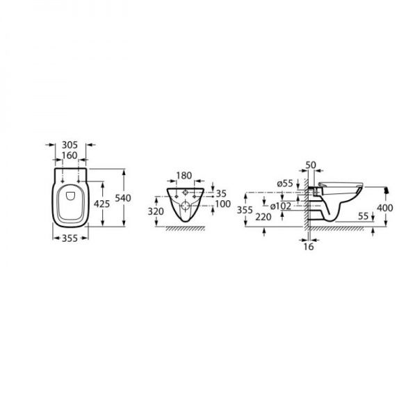 Унитаз подвесной ROCA Debba A34S998000 с сиденьем Slim Soft-close