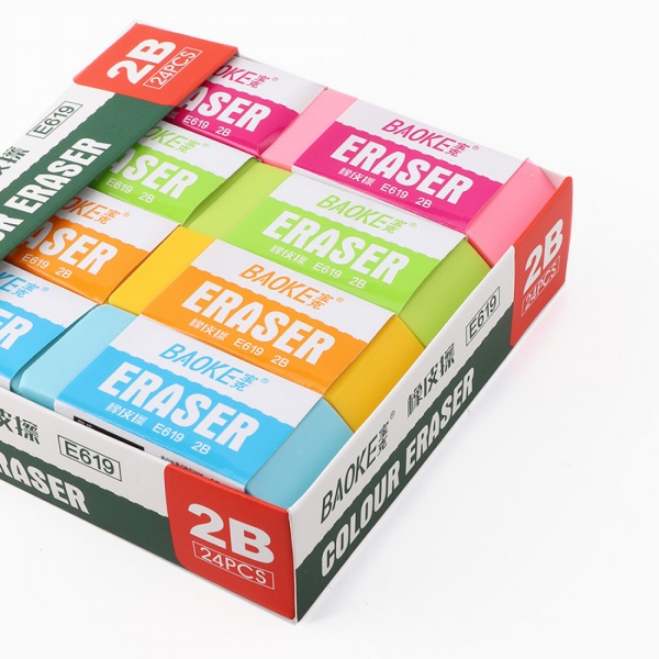 Ластик 73х32х11 мм TPR в ассортименте 2B E619 Baoke