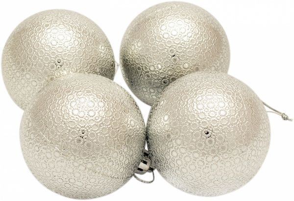 Набор игрушек Шар с рельефным узором серебристый d60 мм 8 шт./уп. 