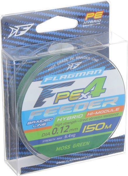 Шнур Flagman Pe Hybrid F4 Feeder Mossgreen 150м 0,12мм 6,4кг