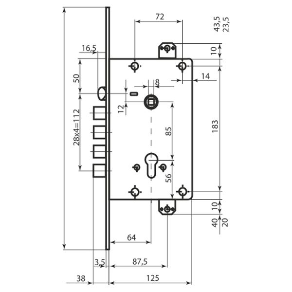 Замок врезной Comit 21350 26655