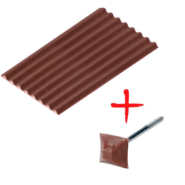 Лист бітумний Ондулін DIY 2000х760 мм коричневий + 16 цвяхів