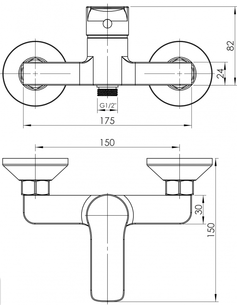 Смеситель для душа RJ INA, с душевым гарнитуром, хром