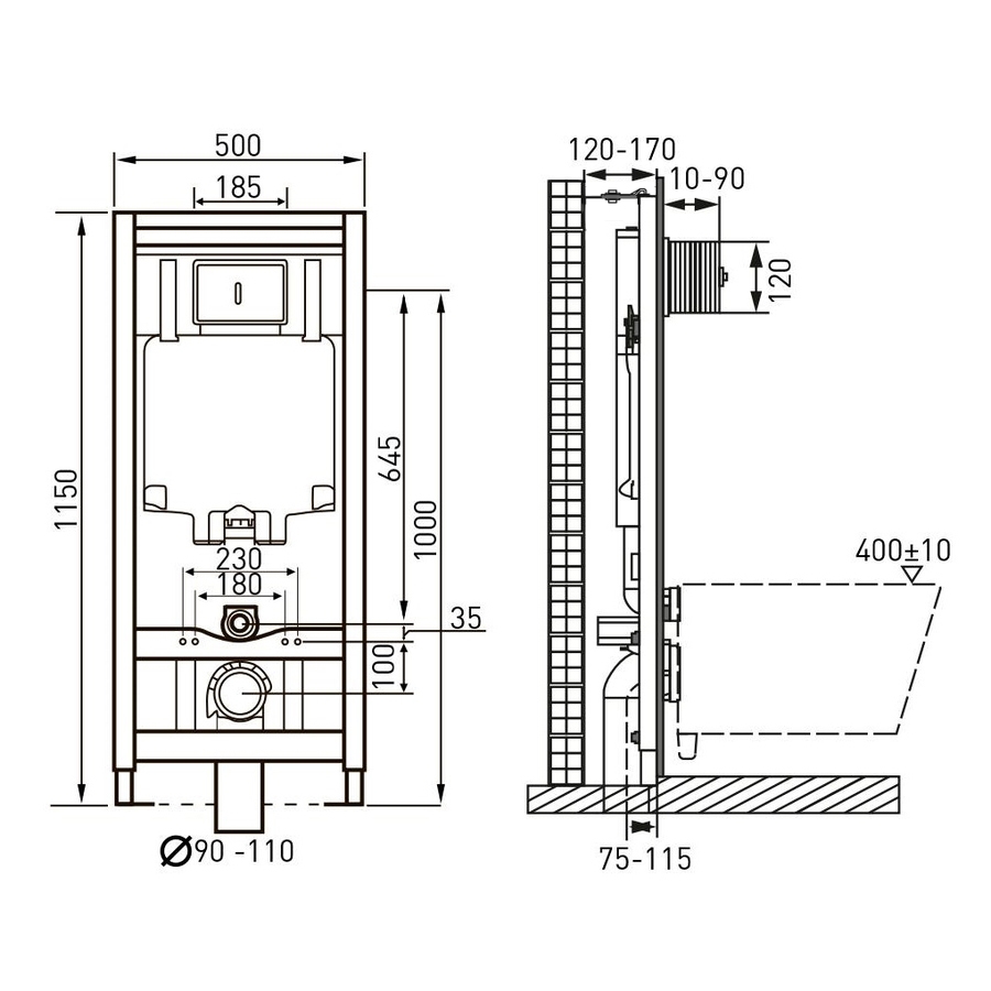 Инсталляция для унитаза VOLLE Master 4 в 1 141515