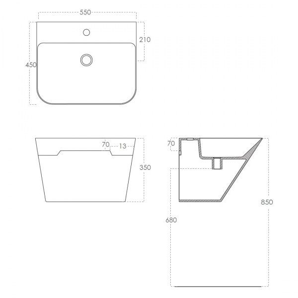 Умывальник Imprese моноблок Valtice i1104