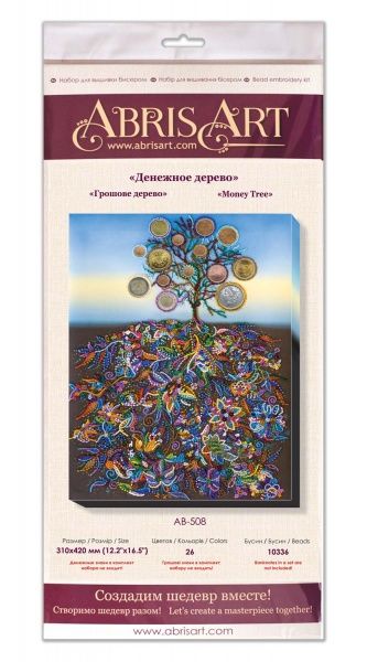Набор для вышивания бисером на натуральном художественном холсте Денежное дерево 310x420 мм Абрис Арт
