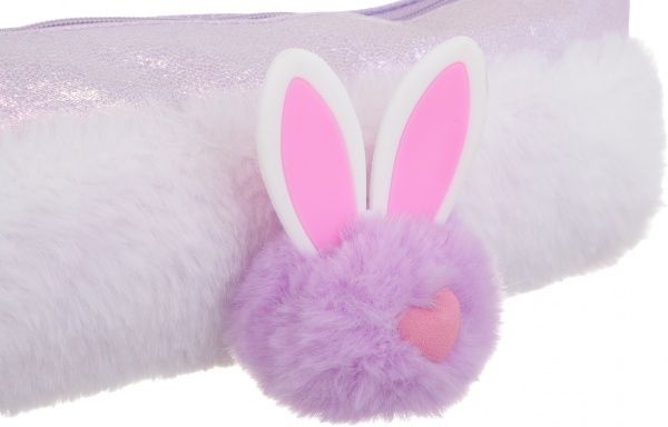 Пенал шкільний зі штучним хутром Зайченя фіолетовий