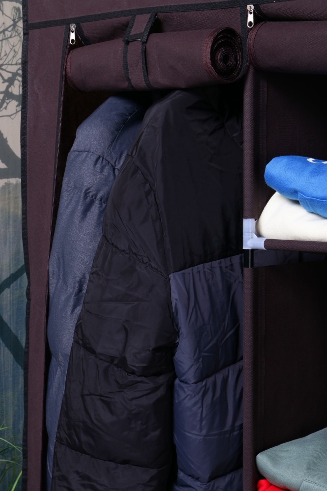 Тканевый шкаф LUNA HOME BROWNY с карманами 1720х1280х450 мм коричневый