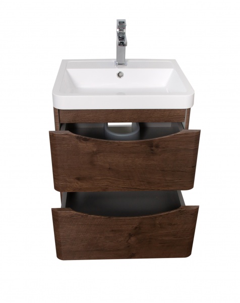 Тумба підвісна Aqua Rodos Vista 50 каштан з умивальником