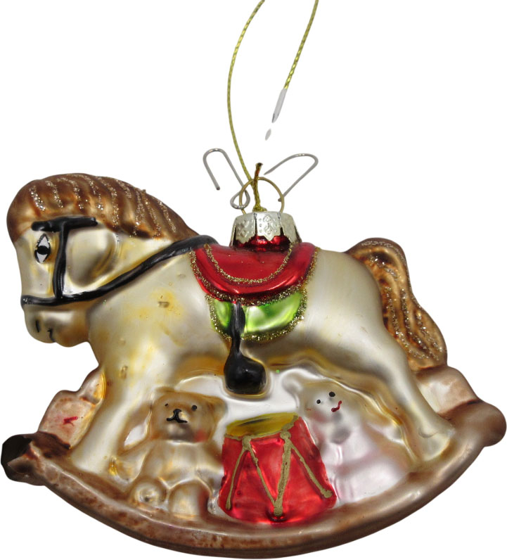 Подвеска YANCHENG BUYU стеклянная лошадка с игрушками JF0241051 7 см золото