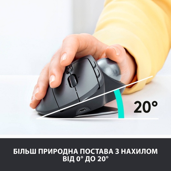 Мышка Logitech Bluetooth Mouse MX Ergo graphite (910-005179) 