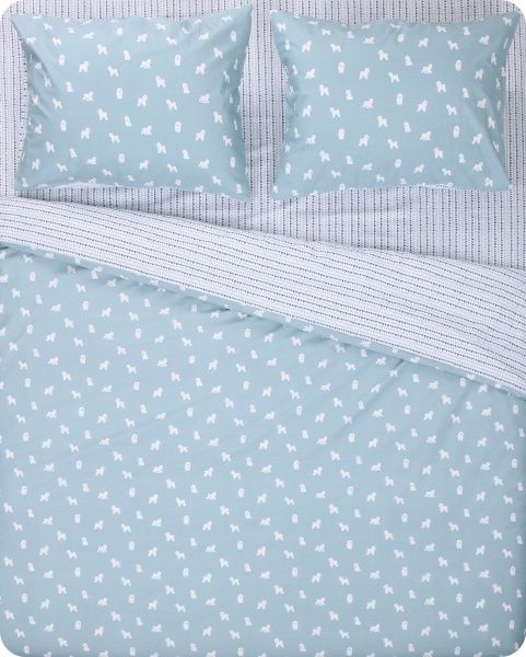Комплект постельного белья Little dogs двуспальный бирюзово-белый La Nuit 