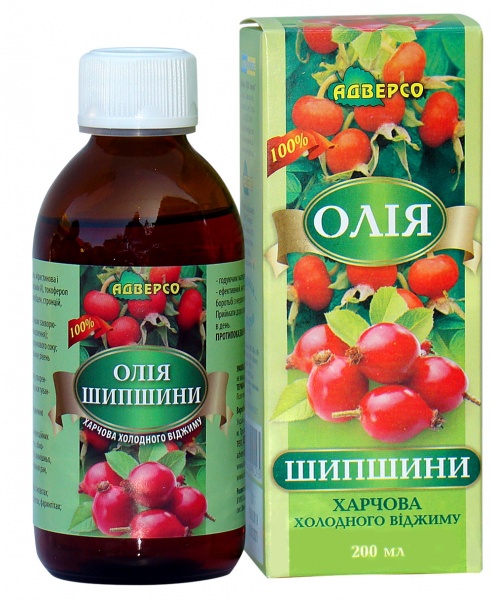 Олія шипшини Адверсо харчова холодного віджиму 200 мл 