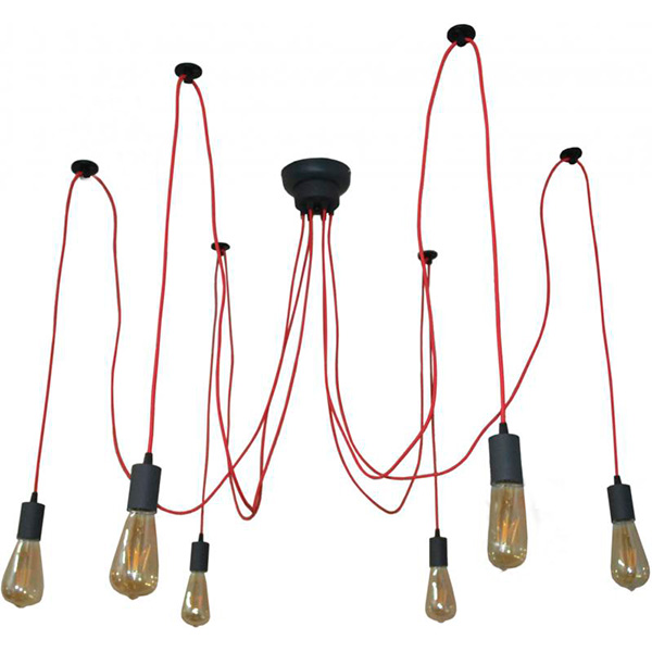 Підвіс Геотон НСБ 02-60-181 Павучок-6 6xE27 червоний/чорний 47880 