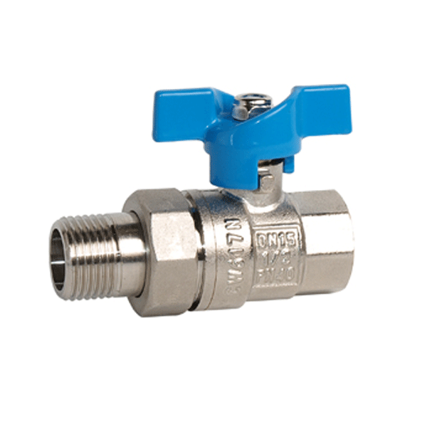 Кран с американкой прямой Gross Optimal Ду15 1/2 В-Н бабочка синий