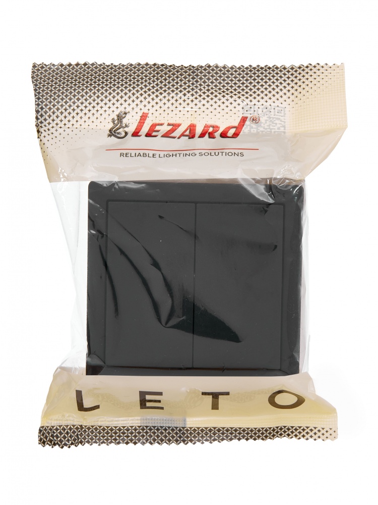 Вимикач двоклавішний Lezard LETO без підсвітки антрацит 752-4200-101