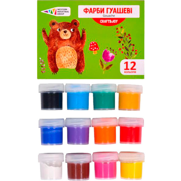 Фарби гуашеві Craft&Joy 12 кольорів 120 мл 221033/Cr Western Industrial Group